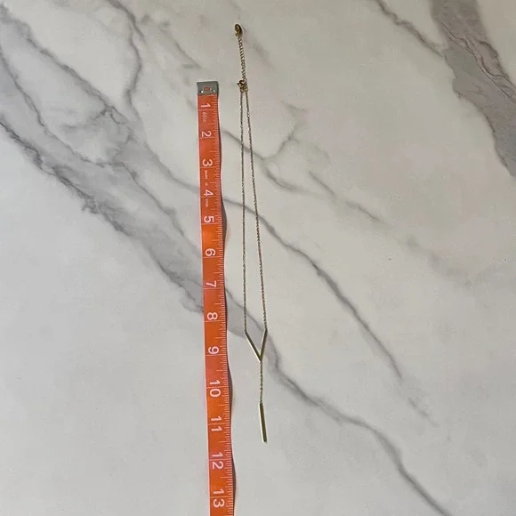 Lariat V Gold Plated Women's Fashion Necklace Dainty Layering - Picture 6 of 7